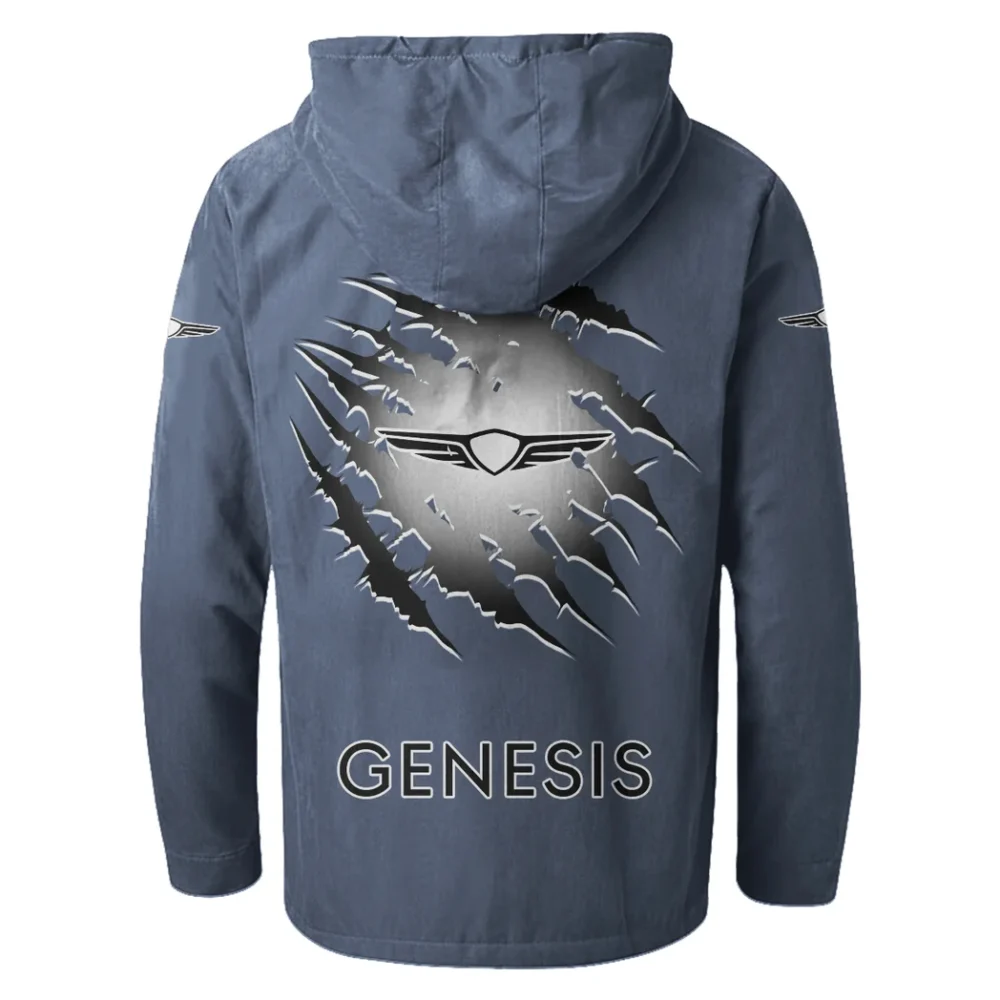 Modern Crossover Flannel Hoodie, Rugged Car Fan Hoodie HVN1327GE - Navy Blue - Image 3