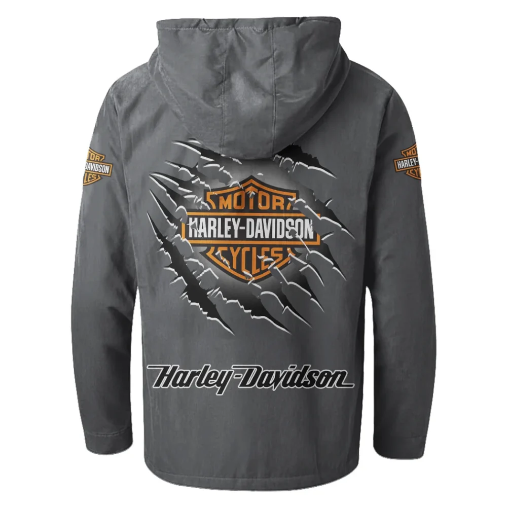 Two-Wheel Freedom Flannel Hoodie, Garage Life Hooded Flannel HVN1327HD - Gray - Image 3