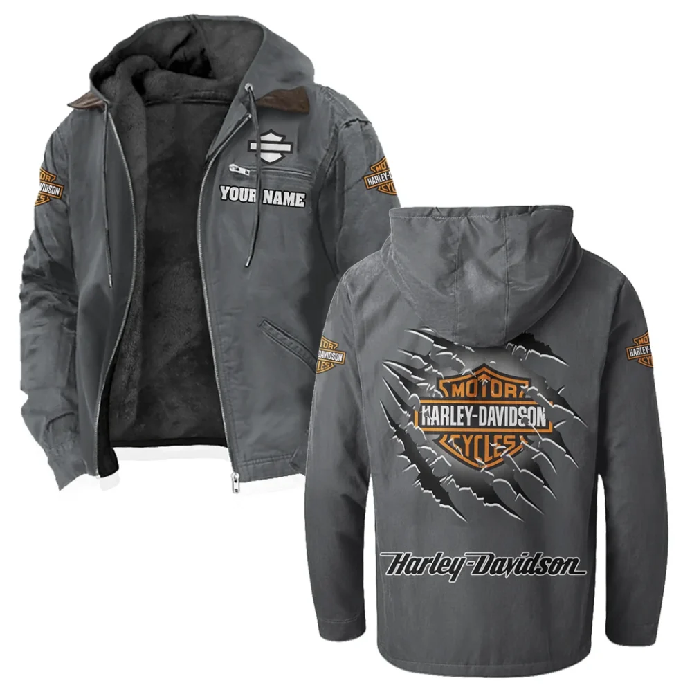 Two-Wheel Freedom Flannel Hoodie, Garage Life Hooded Flannel HVN1327HD - Gray
