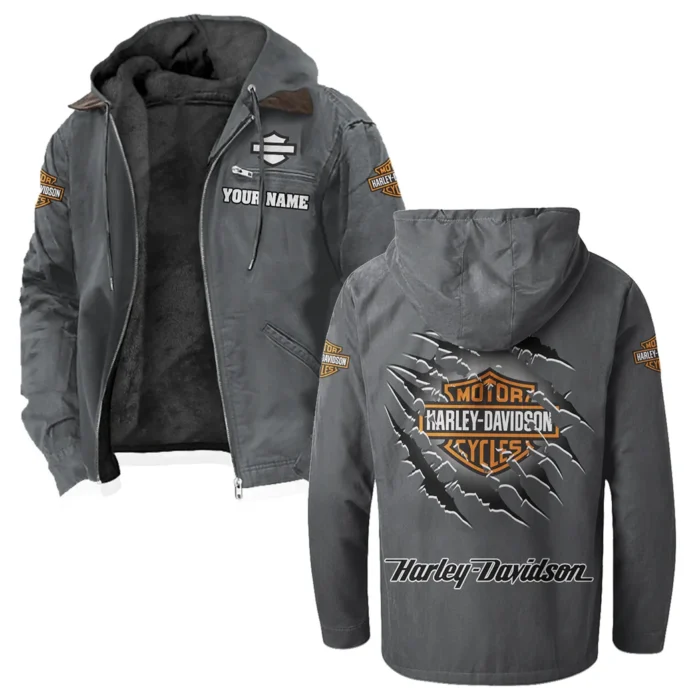Two-Wheel Freedom Flannel Hoodie, Garage Life Hooded Flannel HVN1327HD - Gray