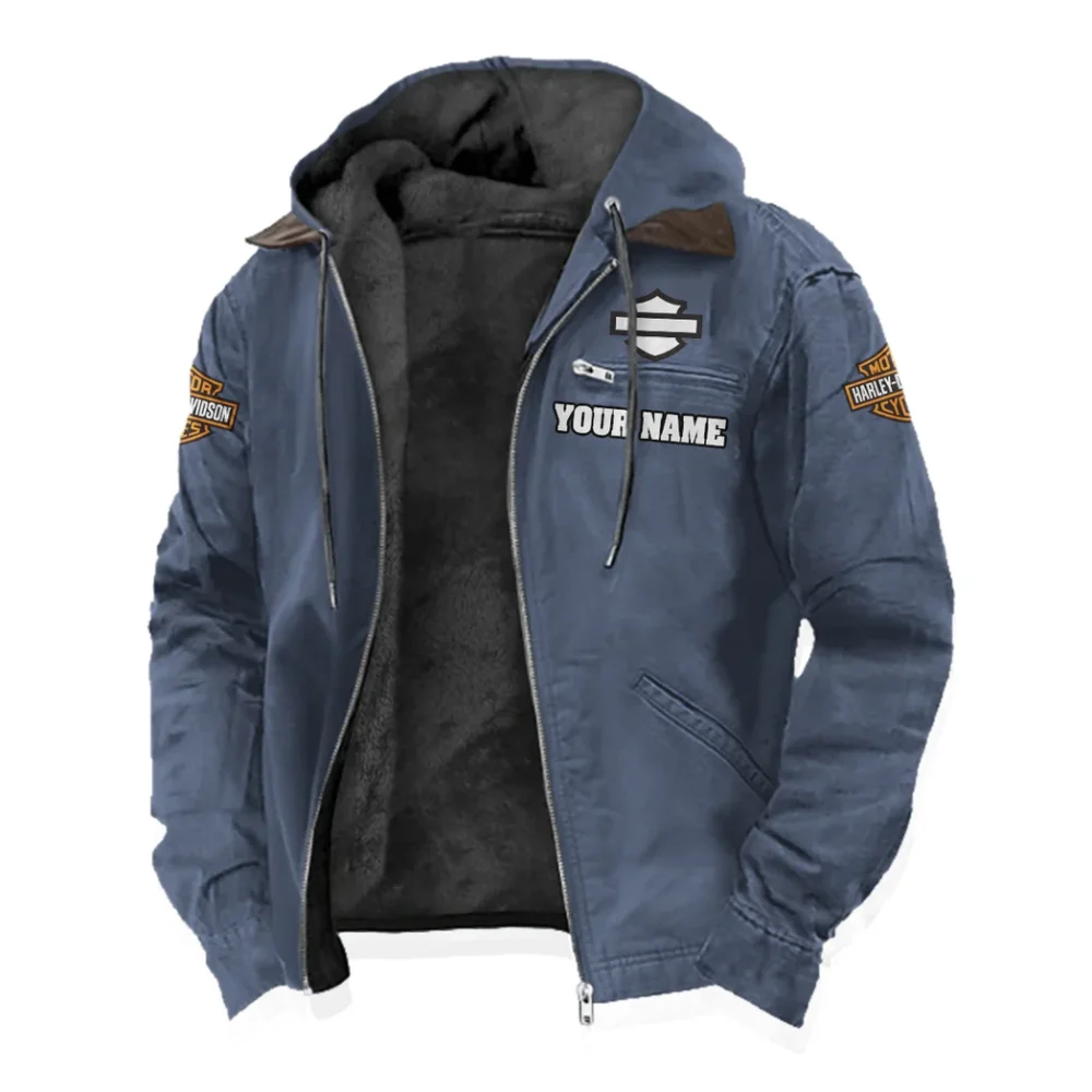 Two-Wheel Freedom Flannel Hoodie, Garage Life Hooded Flannel HVN1327HD - Navy Blue - Image 2