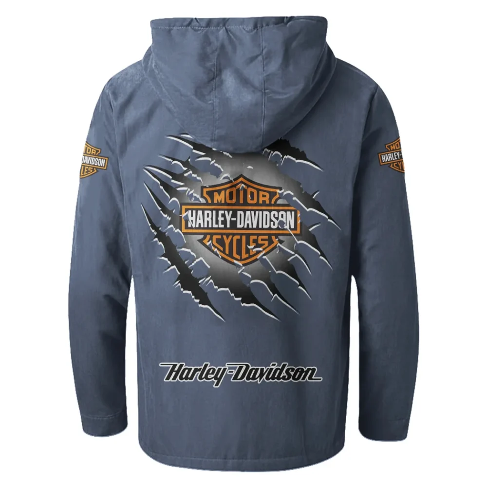Two-Wheel Freedom Flannel Hoodie, Garage Life Hooded Flannel HVN1327HD - Navy Blue - Image 3