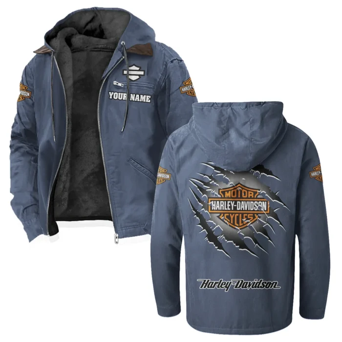 Two-Wheel Freedom Flannel Hoodie, Garage Life Hooded Flannel HVN1327HD - Navy Blue