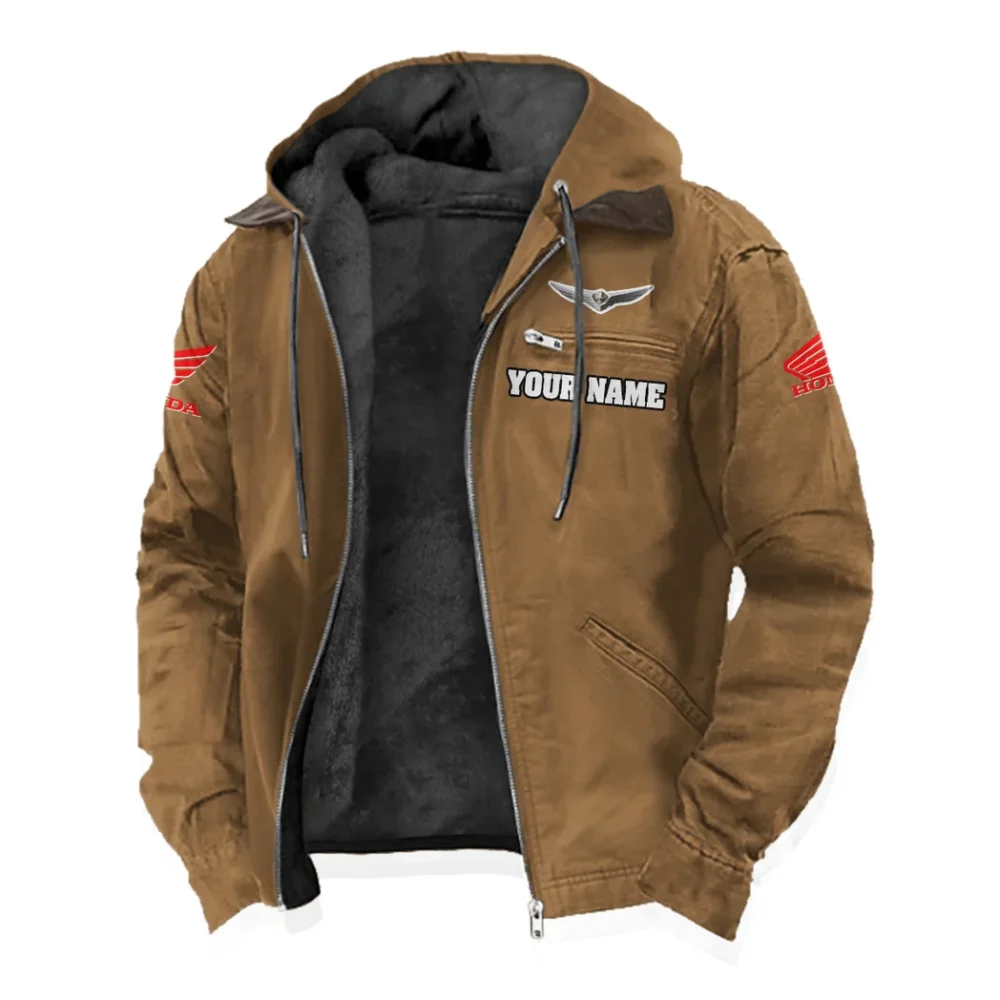 Highway Motorcycle Flannel Hoodie, Rider's Everyday Hoodie HVN1327HG - Camel - Image 2