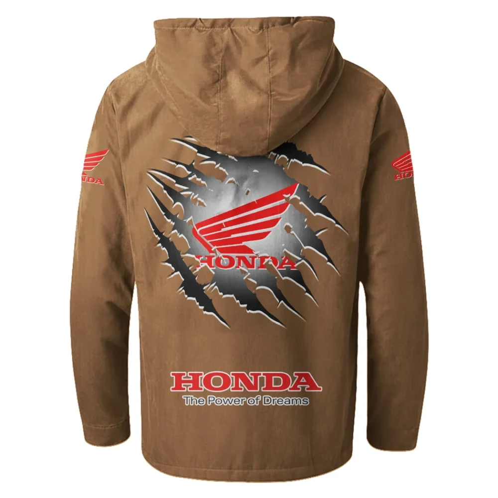 Highway Motorcycle Flannel Hoodie, Rider's Everyday Hoodie HVN1327HG - Camel - Image 3