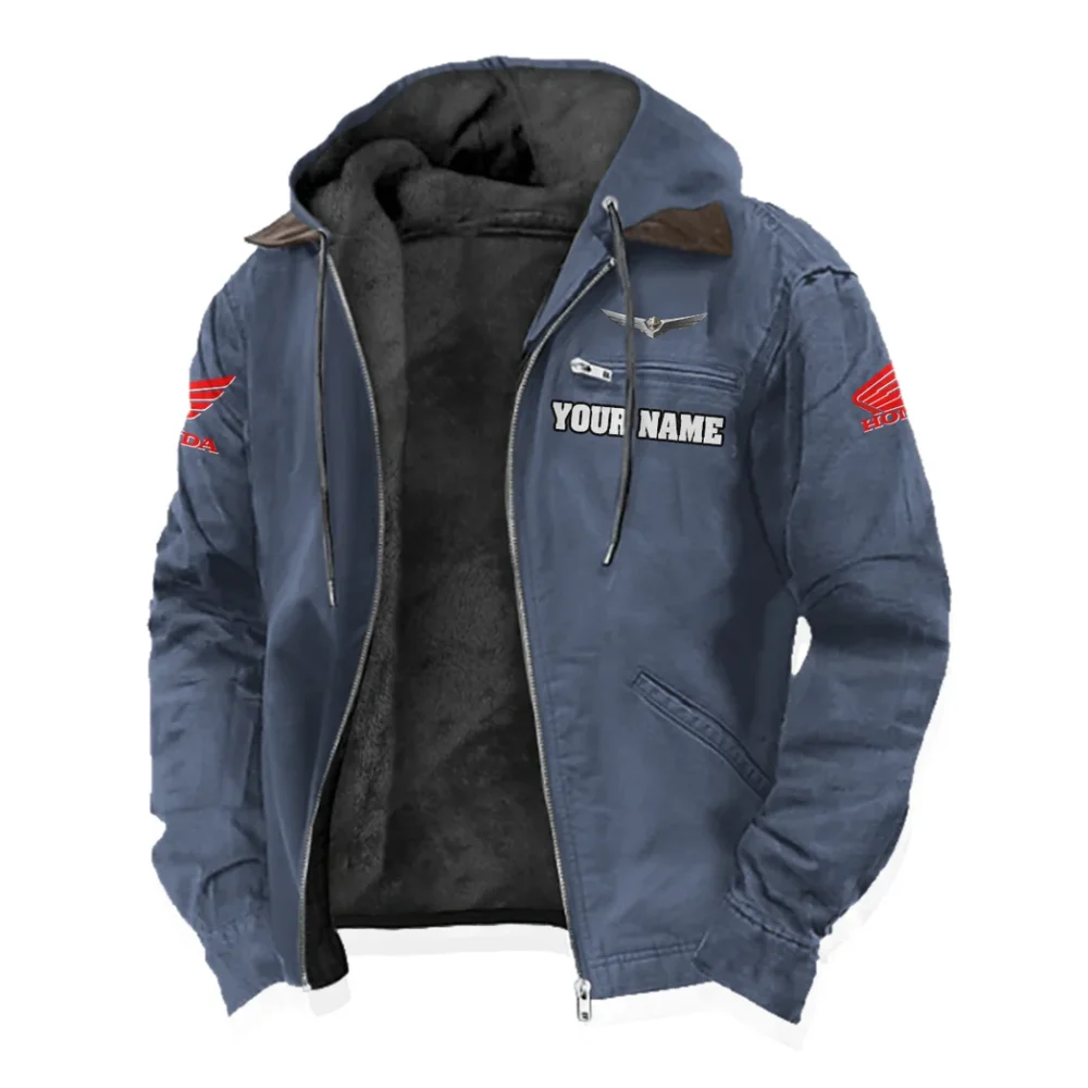 Highway Motorcycle Flannel Hoodie, Rider's Everyday Hoodie HVN1327HG - Navy Blue - Image 2
