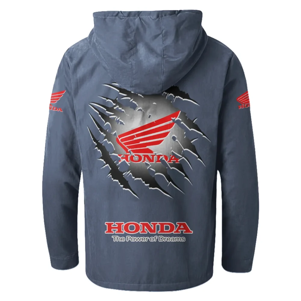 Highway Motorcycle Flannel Hoodie, Rider's Everyday Hoodie HVN1327HG - Navy Blue - Image 3
