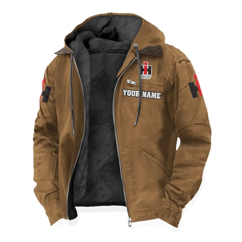 Rural Work Vehicle Flannel Hoodie, Gearhead Style Hoodie HVN1327IH - Camel - Image 2