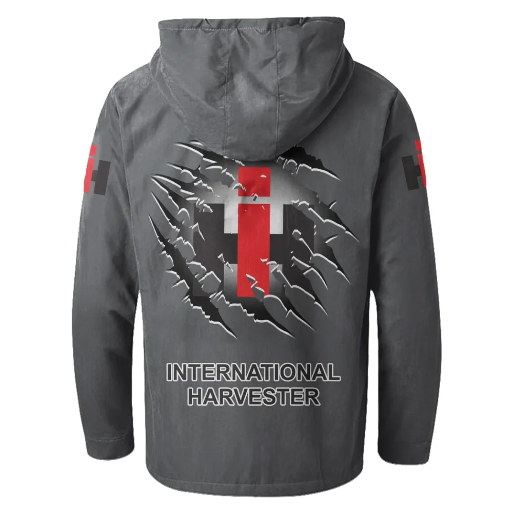 Rural Work Vehicle Flannel Hoodie, Gearhead Style Hoodie HVN1327IH - Gray - Image 3