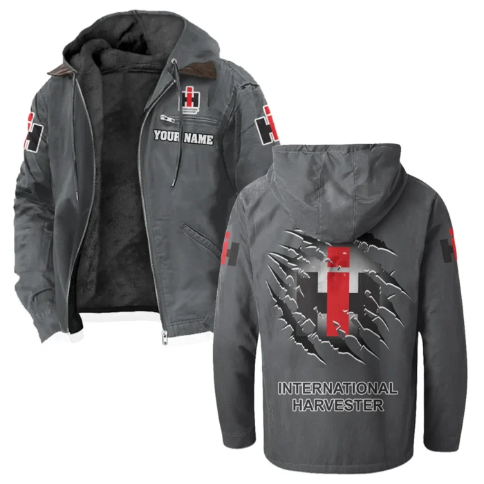 Rural Work Vehicle Flannel Hoodie, Gearhead Style Hoodie HVN1327IH - Gray