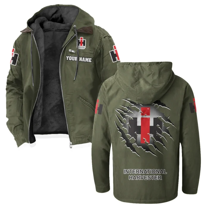 Rural Work Vehicle Flannel Hoodie, Gearhead Style Hoodie HVN1327IH - Green