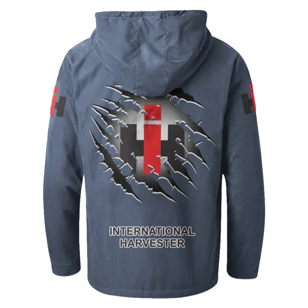Rural Work Vehicle Flannel Hoodie, Gearhead Style Hoodie HVN1327IH - Navy Blue - Image 3