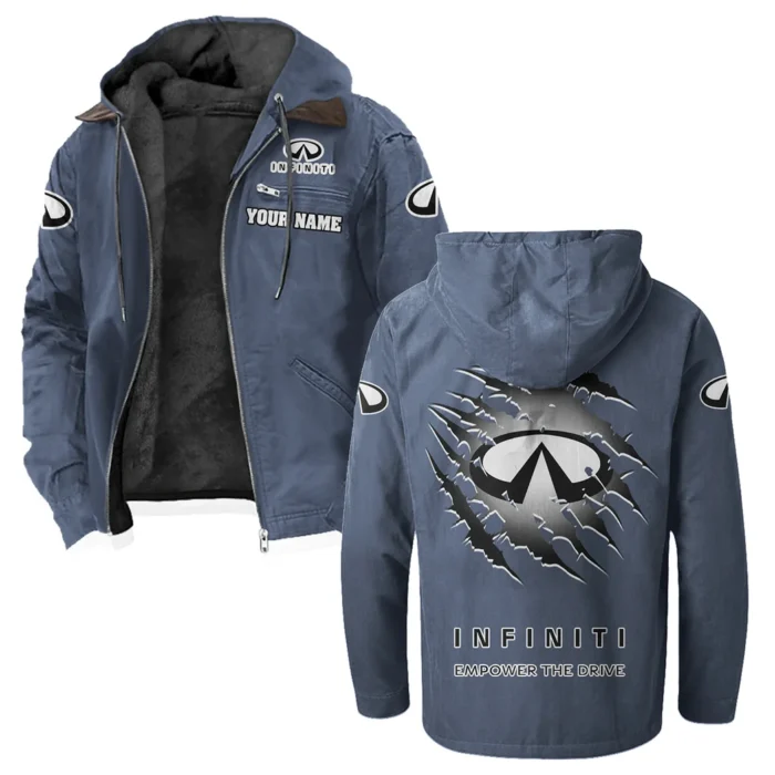 Upscale Automobile Flannel Hoodie, Classic Garage Hoodie HVN1327IN - Navy Blue