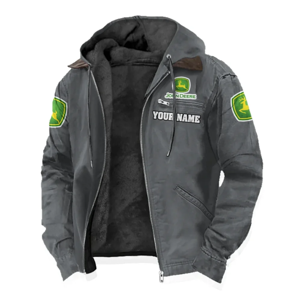 Crop Harvester Flannel Hoodie, Motor-Inspired Flannel HVN1327JD - Gray - Image 2