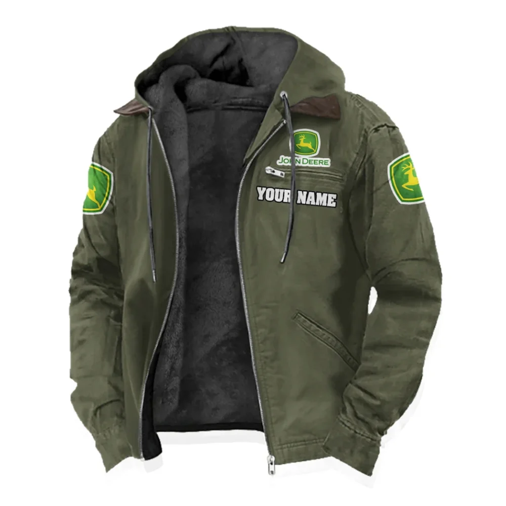 Crop Harvester Flannel Hoodie, Motor-Inspired Flannel HVN1327JD - Green - Image 2