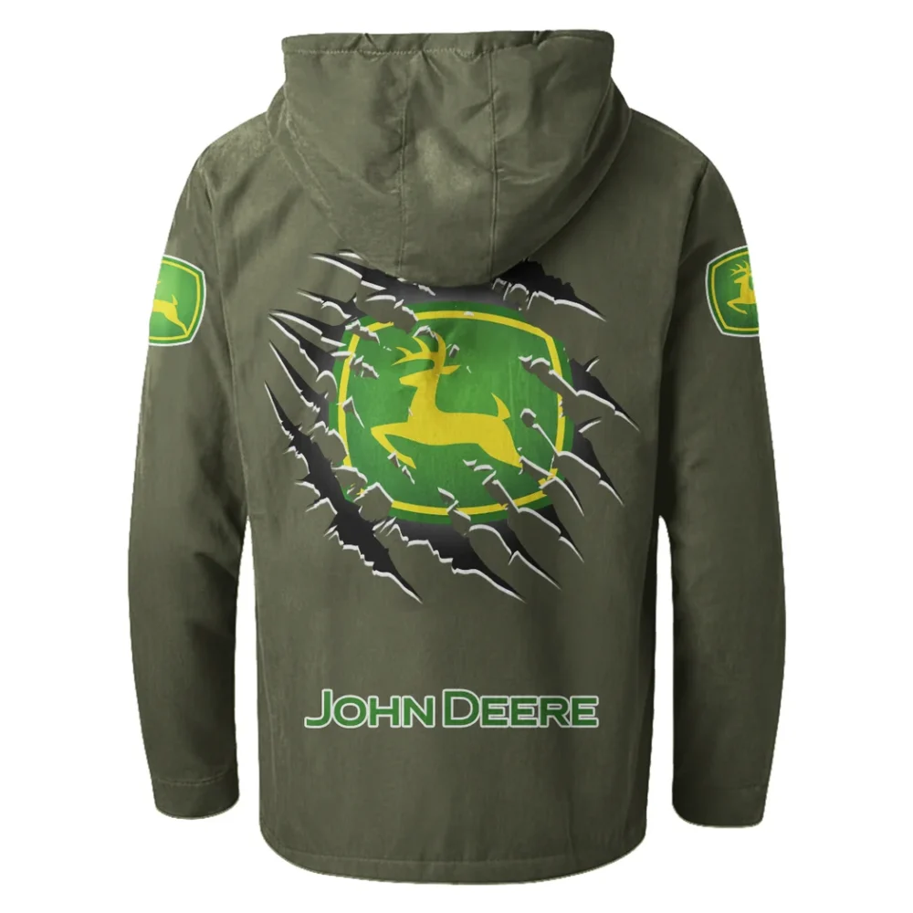 Crop Harvester Flannel Hoodie, Motor-Inspired Flannel HVN1327JD - Green - Image 3