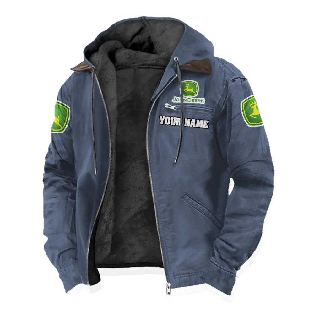 Crop Harvester Flannel Hoodie, Motor-Inspired Flannel HVN1327JD - Navy Blue - Image 2