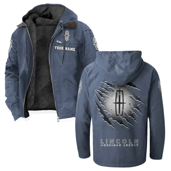 Upscale Vehicle Flannel Hoodie, Biker Spirit Hoodie HVN1327LI - Navy Blue