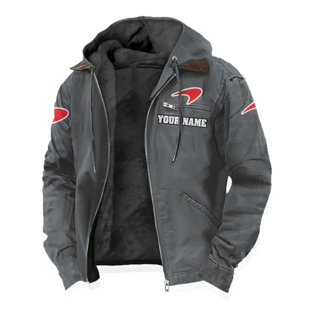 British Supercar Flannel Hoodie, Urban Rider Flannel HVN1327MC - Gray - Image 2