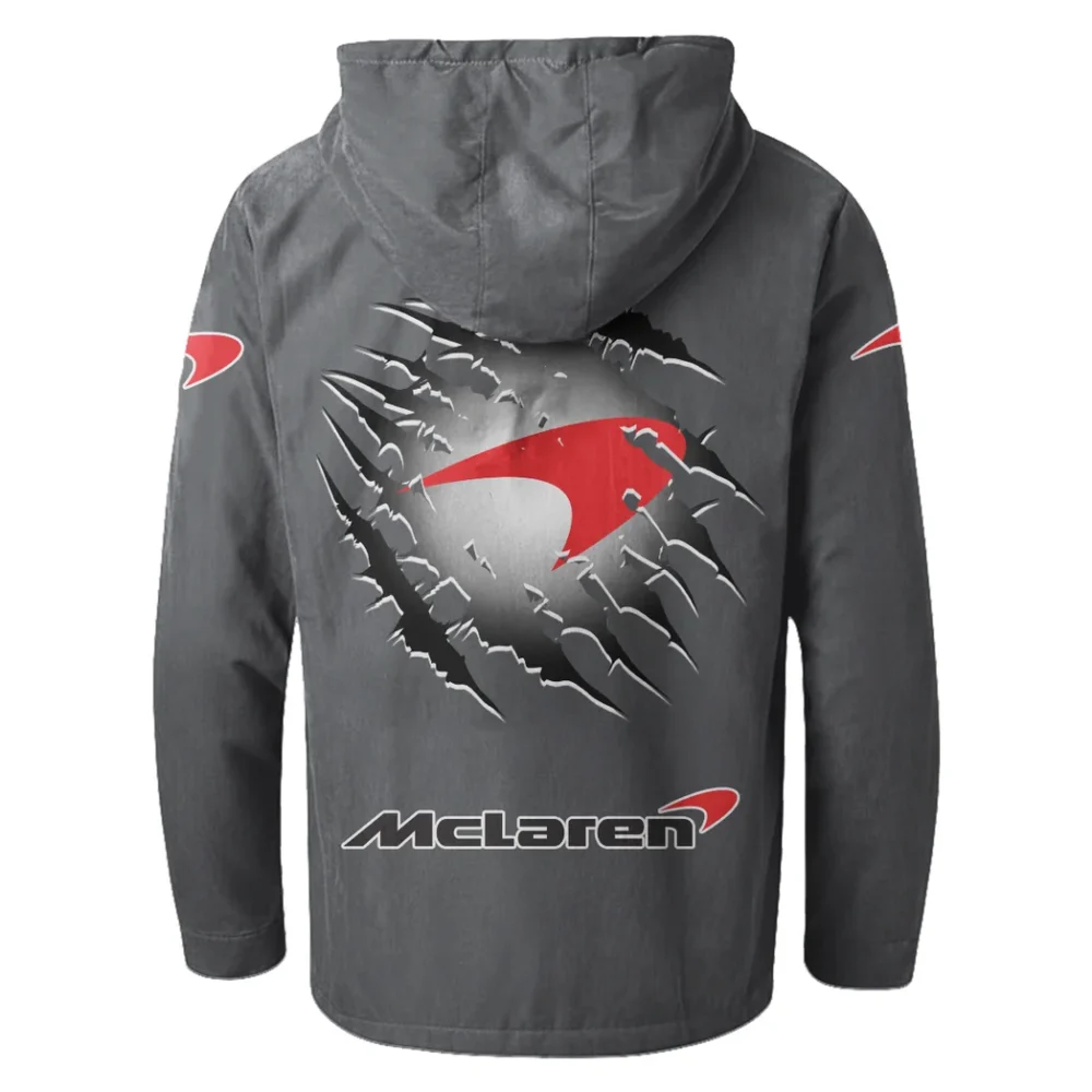 British Supercar Flannel Hoodie, Urban Rider Flannel HVN1327MC - Gray - Image 3