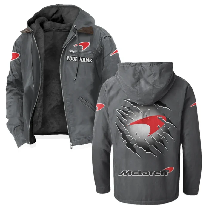 British Supercar Flannel Hoodie, Urban Rider Flannel HVN1327MC - Gray