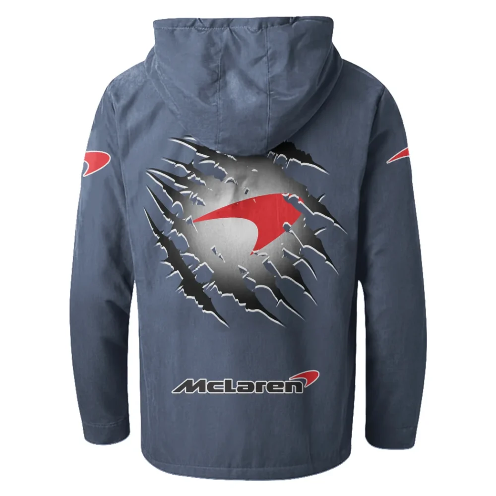 British Supercar Flannel Hoodie, Urban Rider Flannel HVN1327MC - Navy Blue - Image 3