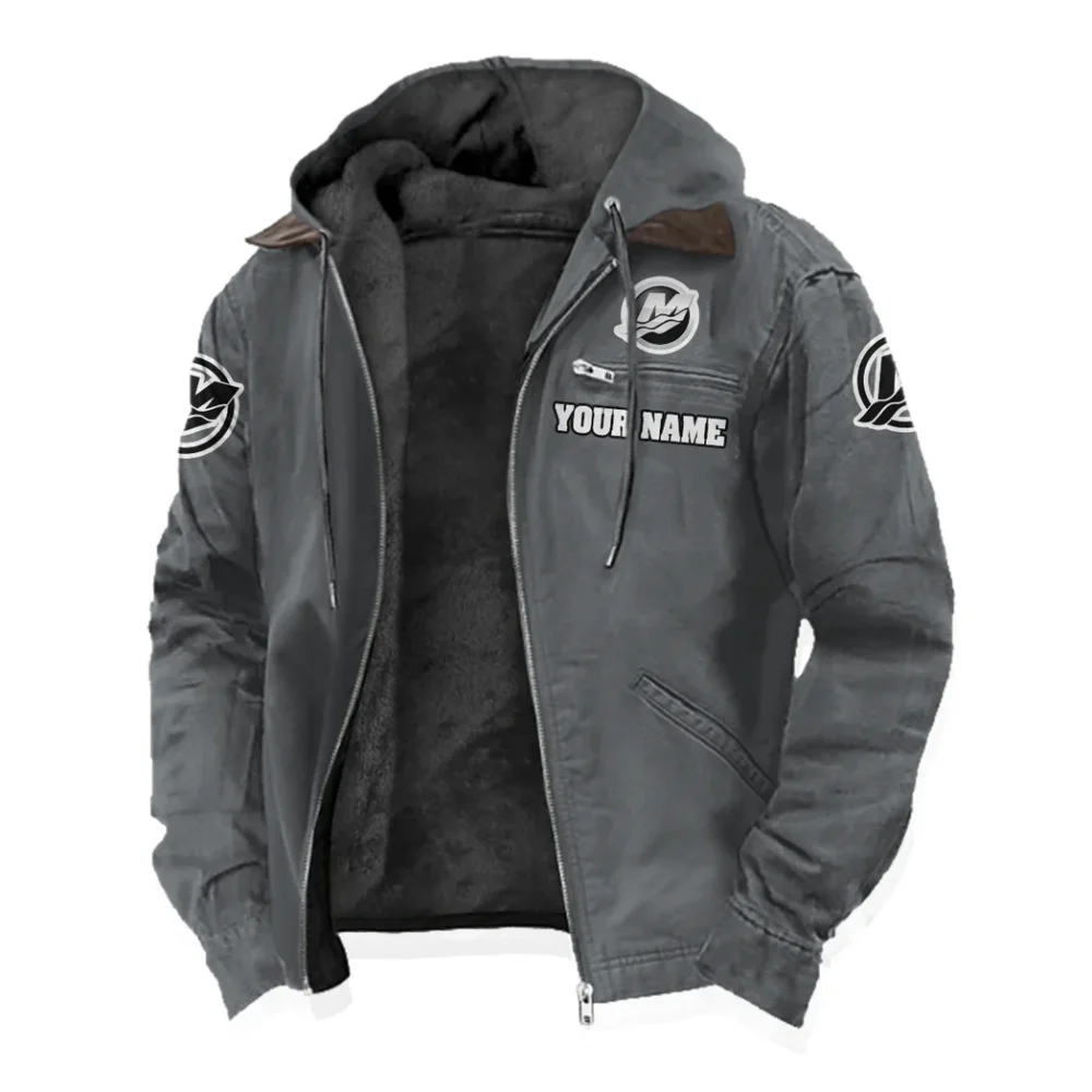 Nautical Propulsion Flannel Hoodie, Auto Fan Hooded Flannel HVN1327MM - Gray - Image 2