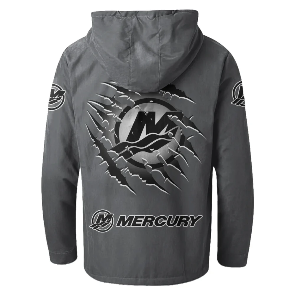 Nautical Propulsion Flannel Hoodie, Auto Fan Hooded Flannel HVN1327MM - Gray - Image 3