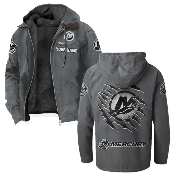 Nautical Propulsion Flannel Hoodie, Auto Fan Hooded Flannel HVN1327MM - Gray