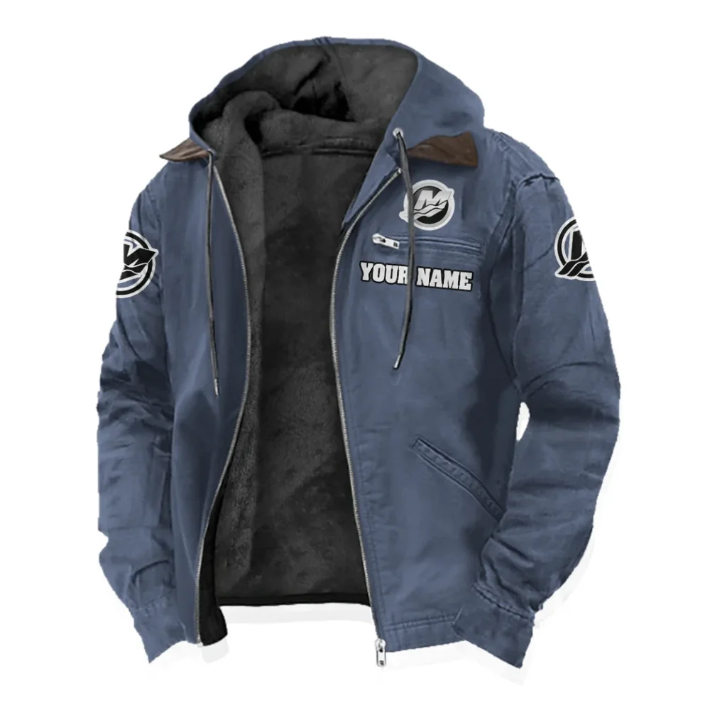 Nautical Propulsion Flannel Hoodie, Auto Fan Hooded Flannel HVN1327MM - Navy Blue - Image 2