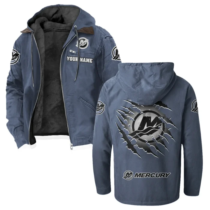 Nautical Propulsion Flannel Hoodie, Auto Fan Hooded Flannel HVN1327MM - Navy Blue