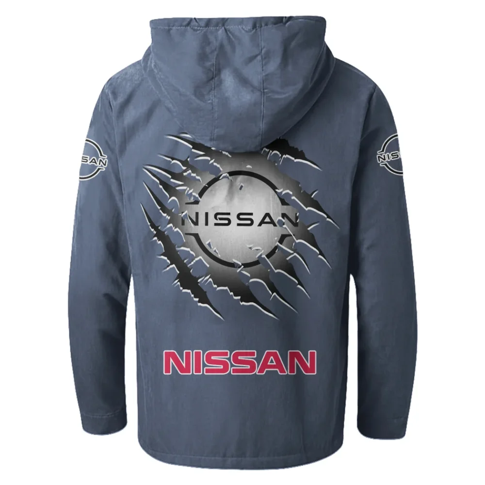 Electric Vehicle Flannel Hoodie, Ride-Inspired Streetwear HVN1327NI - Navy Blue - Image 3