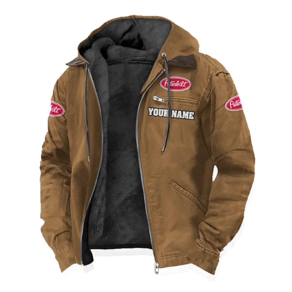 Long-Haul Vehicle Flannel Hoodie, Rugged Car Fan Hoodie HVN1327PE - Camel - Image 2