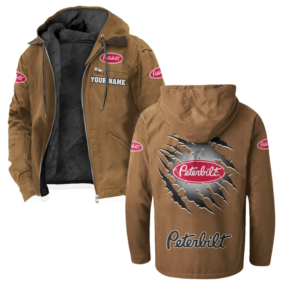 Long-Haul Vehicle Flannel Hoodie, Rugged Car Fan Hoodie HVN1327PE - Camel