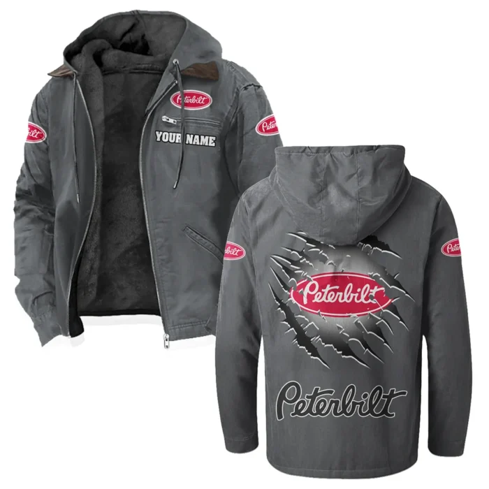 Long-Haul Vehicle Flannel Hoodie, Rugged Car Fan Hoodie HVN1327PE - Gray