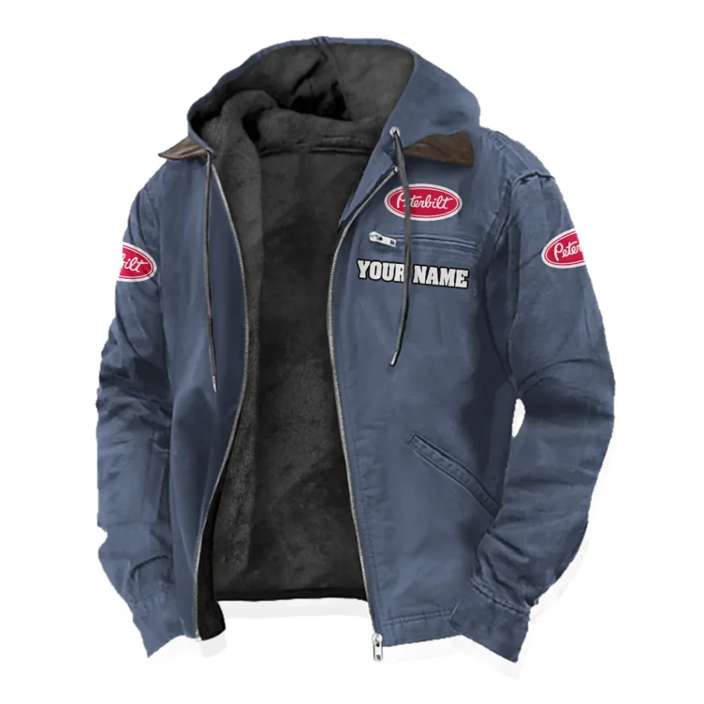 Long-Haul Vehicle Flannel Hoodie, Rugged Car Fan Hoodie HVN1327PE - Navy Blue - Image 2