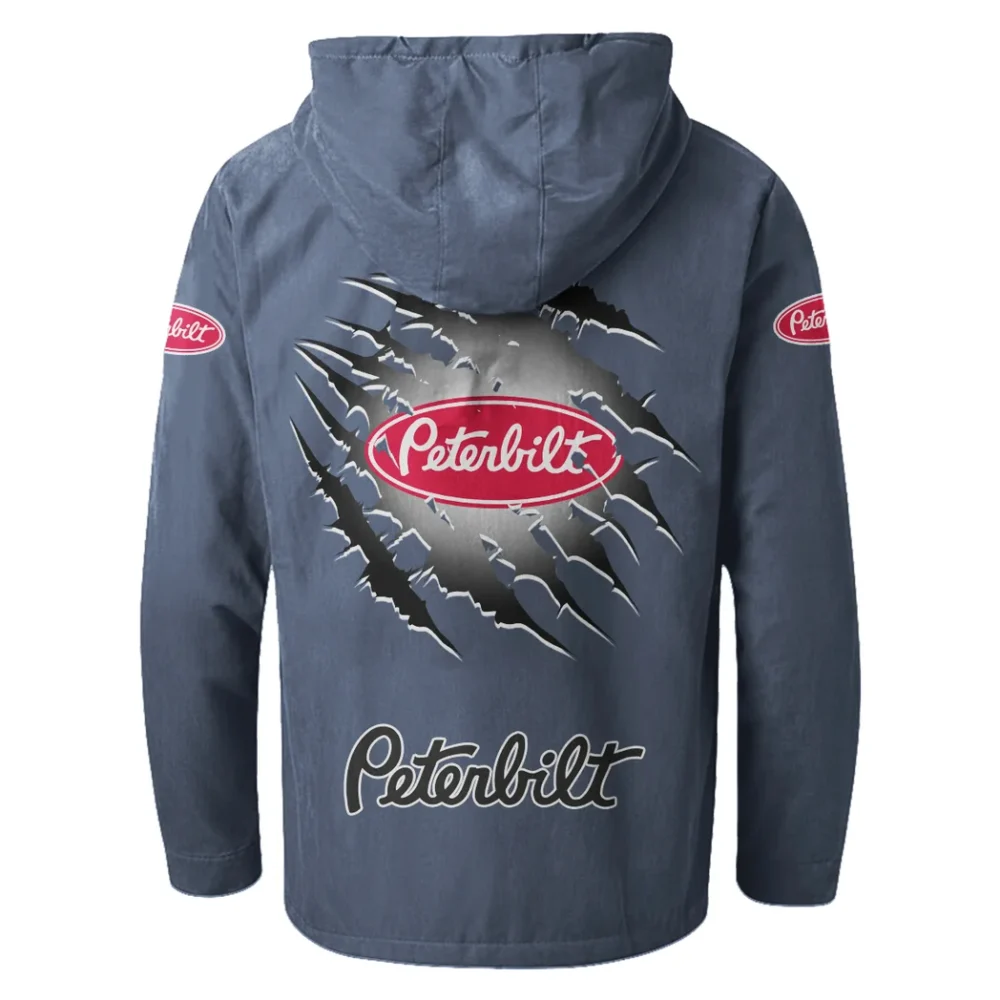 Long-Haul Vehicle Flannel Hoodie, Rugged Car Fan Hoodie HVN1327PE - Navy Blue - Image 3