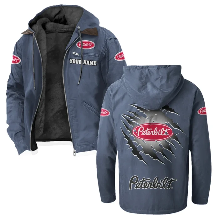 Long-Haul Vehicle Flannel Hoodie, Rugged Car Fan Hoodie HVN1327PE - Navy Blue
