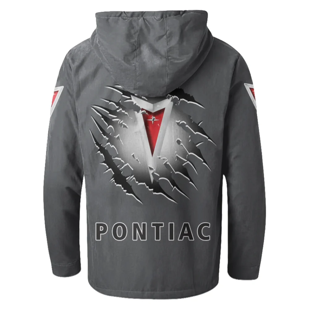 Historic American Ride Flannel Hoodie, Garage Life Hooded Flannel HVN1327PO - Gray - Image 3