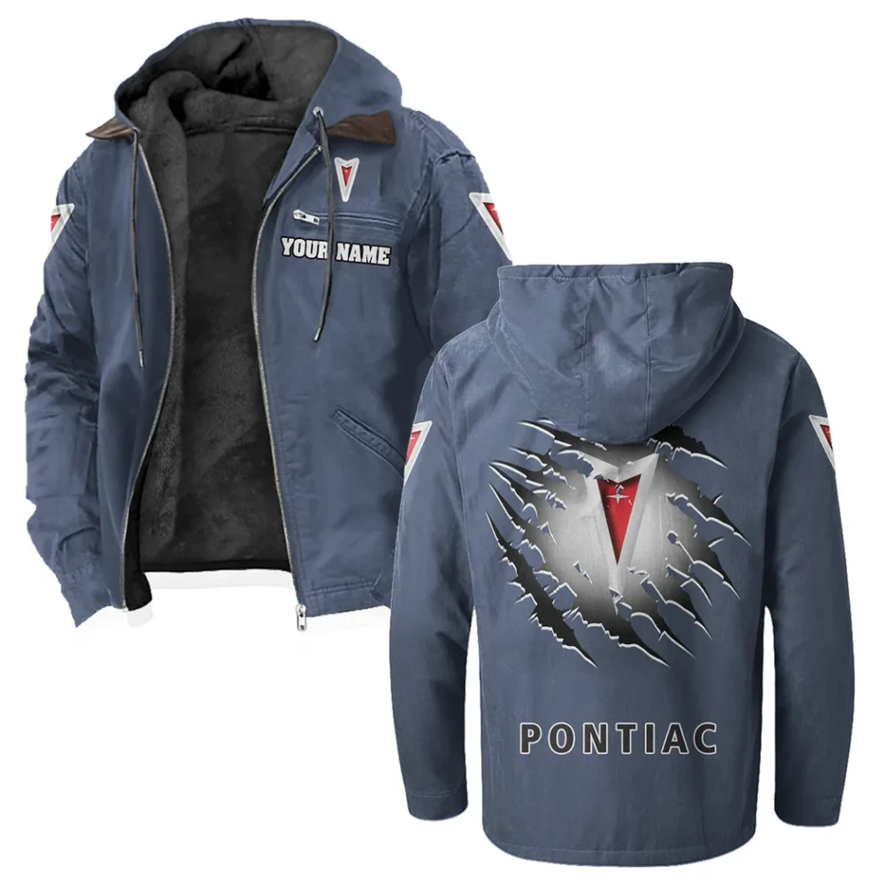 Historic American Ride Flannel Hoodie, Garage Life Hooded Flannel HVN1327PO - Navy Blue
