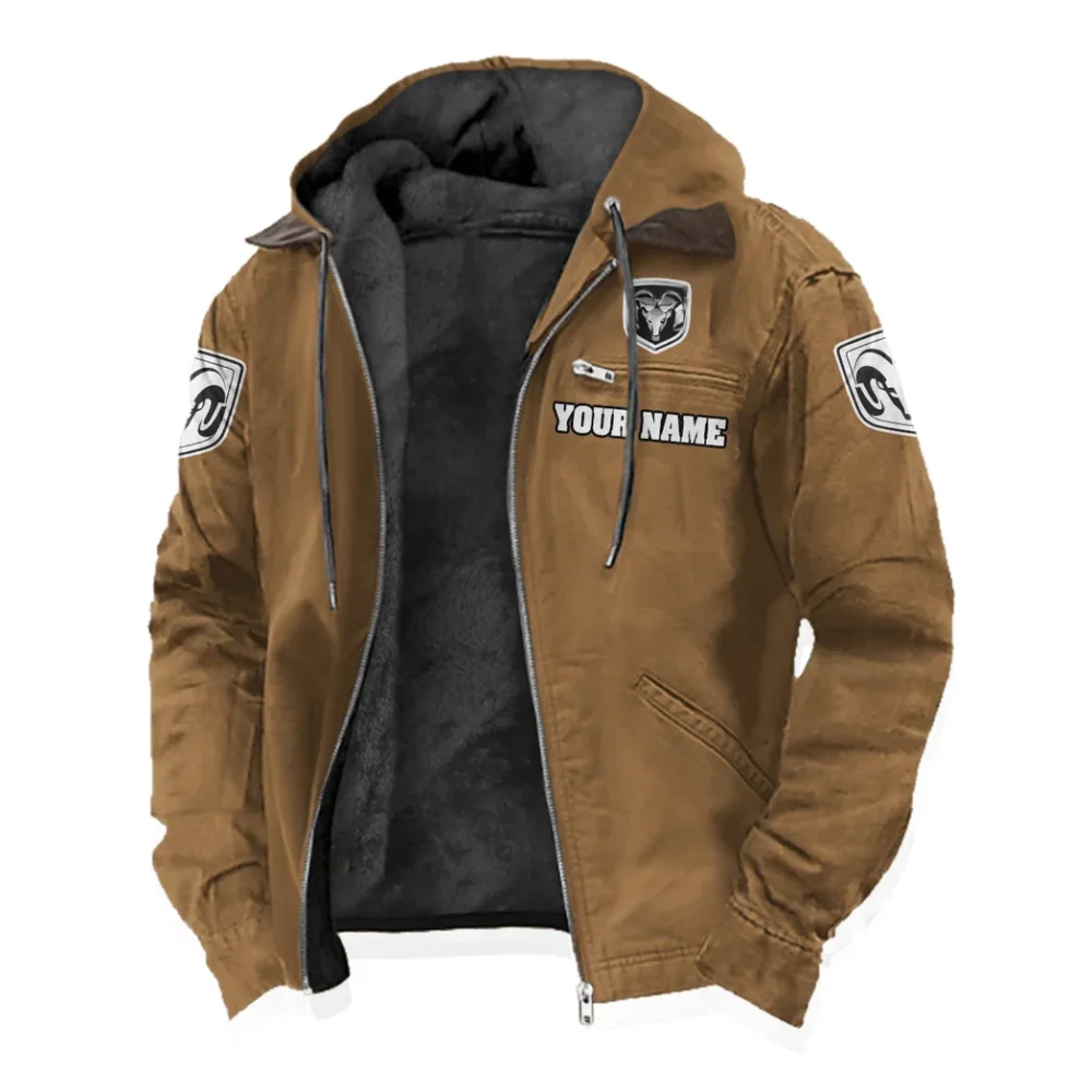 Utility Vehicle Flannel Hoodie, Streetwear Flannel for Drivers HVN1327RT - Camel - Image 2