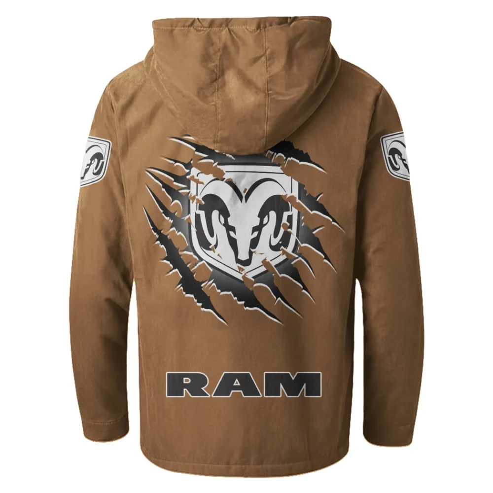 Utility Vehicle Flannel Hoodie, Streetwear Flannel for Drivers HVN1327RT - Camel - Image 3