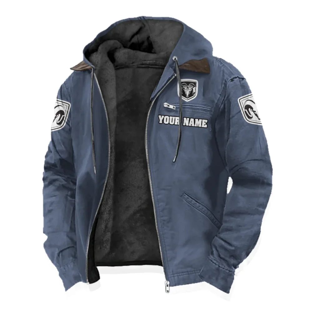 Utility Vehicle Flannel Hoodie, Streetwear Flannel for Drivers HVN1327RT - Navy Blue - Image 2