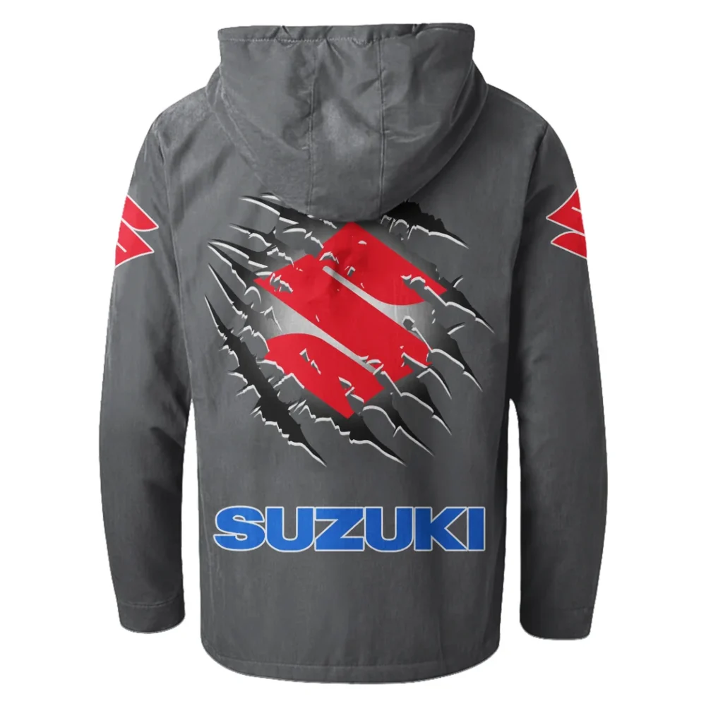 JDM Bike Flannel Hoodie, Rugged Rider Flannel HVN1327SU - Gray - Image 3