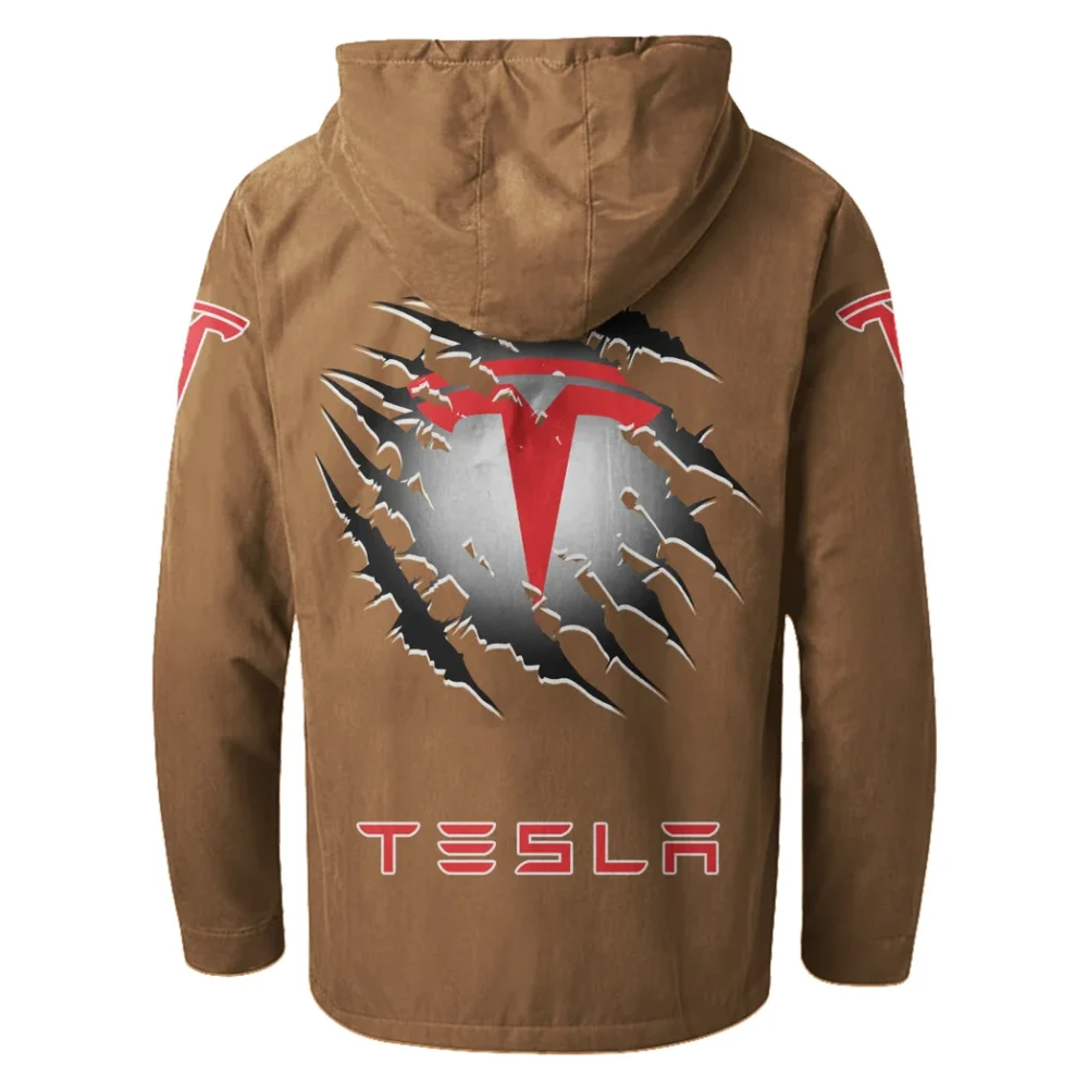 Autonomous Vehicle Flannel Hoodie, Gearhead Style Hoodie HVN1327TE - Camel - Image 3
