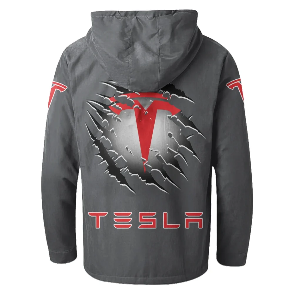 Autonomous Vehicle Flannel Hoodie, Gearhead Style Hoodie HVN1327TE - Gray - Image 3