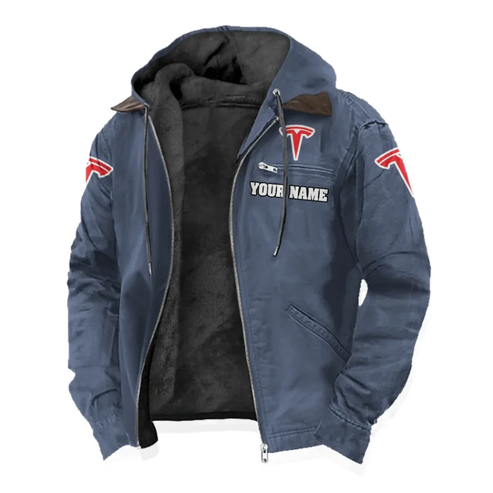 Autonomous Vehicle Flannel Hoodie, Gearhead Style Hoodie HVN1327TE - Navy Blue - Image 2