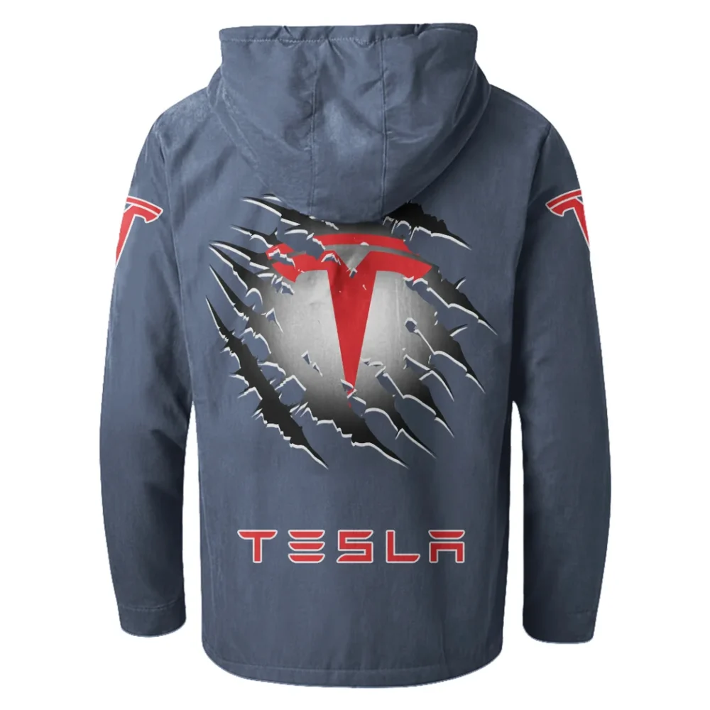 Autonomous Vehicle Flannel Hoodie, Gearhead Style Hoodie HVN1327TE - Navy Blue - Image 3