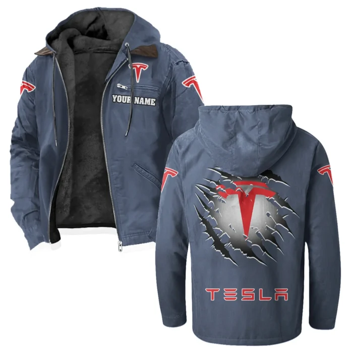Autonomous Vehicle Flannel Hoodie, Gearhead Style Hoodie HVN1327TE - Navy Blue