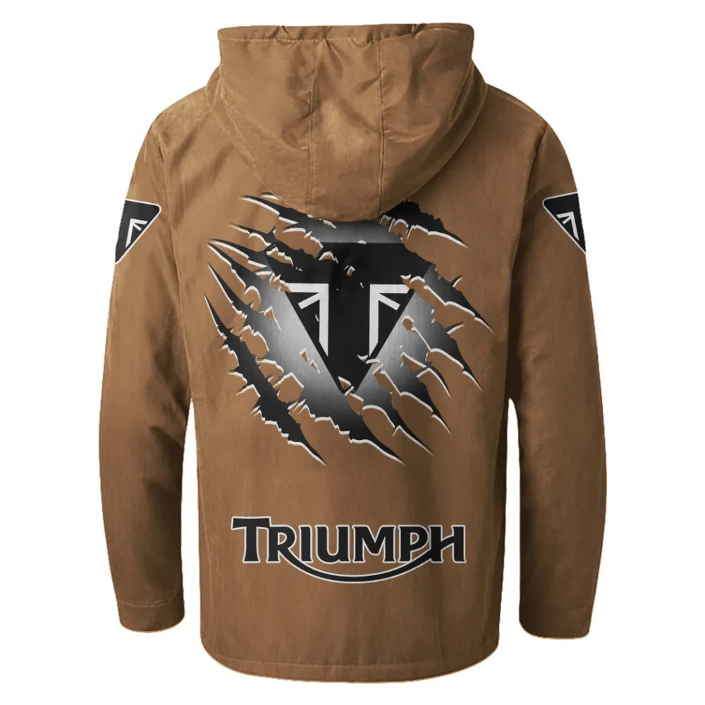 Retro Racer Flannel Hoodie, Warm Street Flannel HVN1327TM - Camel - Image 3
